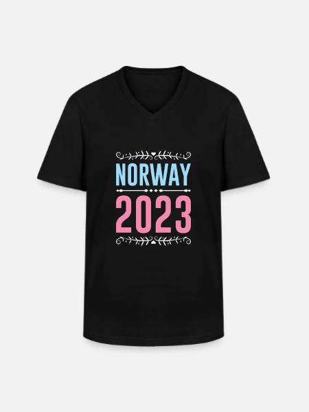 Norway 2023 - Männer-T-Shirt mit V-Ausschnitt - Schwarz