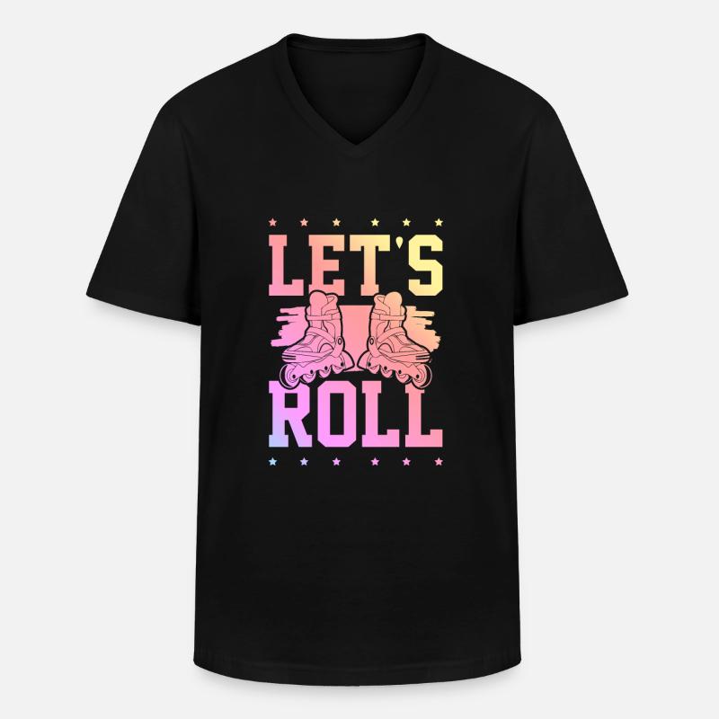 skate lets roll - Männer-T-Shirt mit V-Ausschnitt - Schwarz