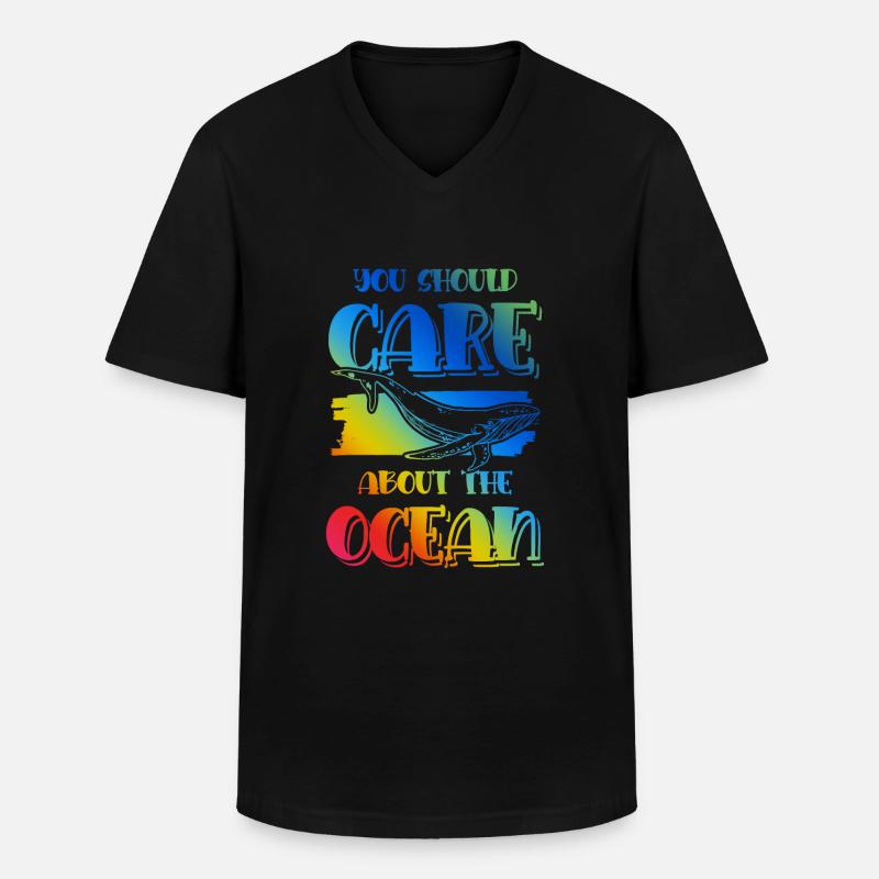 save the ocean spruch - Männer-T-Shirt mit V-Ausschnitt - Schwarz