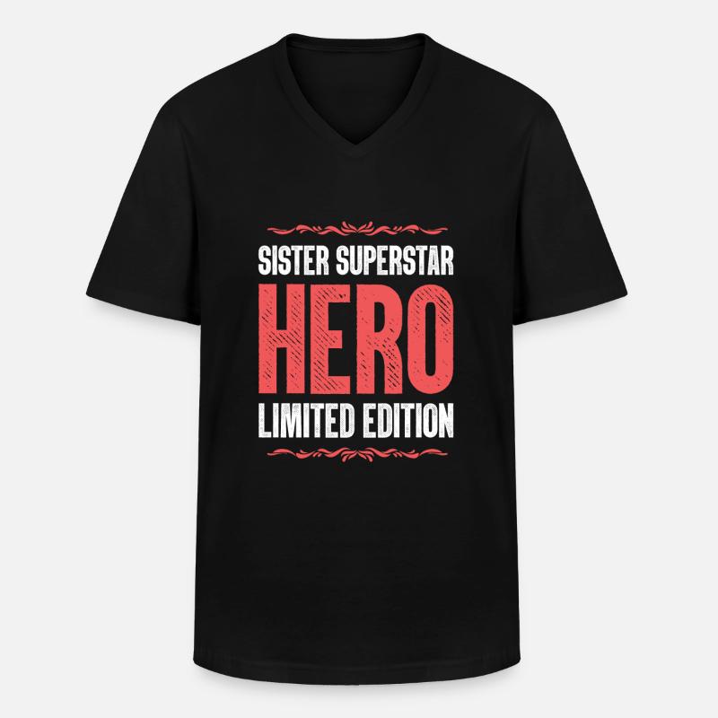 Beste Schwester Heldin Spruch - Männer-T-Shirt mit V-Ausschnitt - Schwarz
