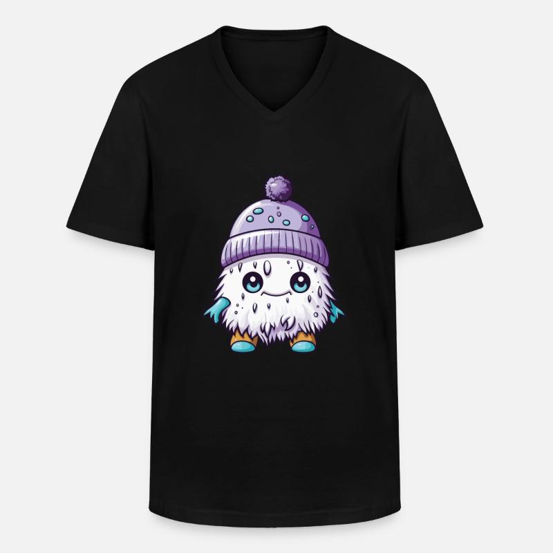 Winter Eskimo Comic Winterlich - Männer-T-Shirt mit V-Ausschnitt - Schwarz
