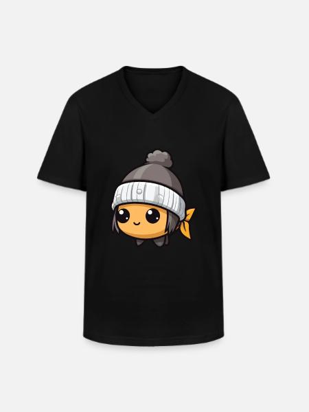 Fish Winter Animal Cute Comic - Men's V-Neck T-Shirt - black