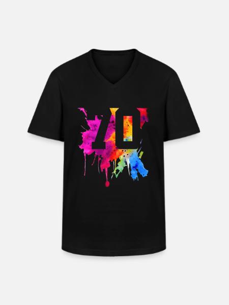 70 ANS 70 ANNIVERSAIRE - T-shirt col V Homme - noir