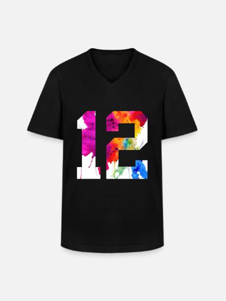 NUMÉRO 12 ANS 12E ANNIVERSAIRE - T-shirt col V Homme - noir
