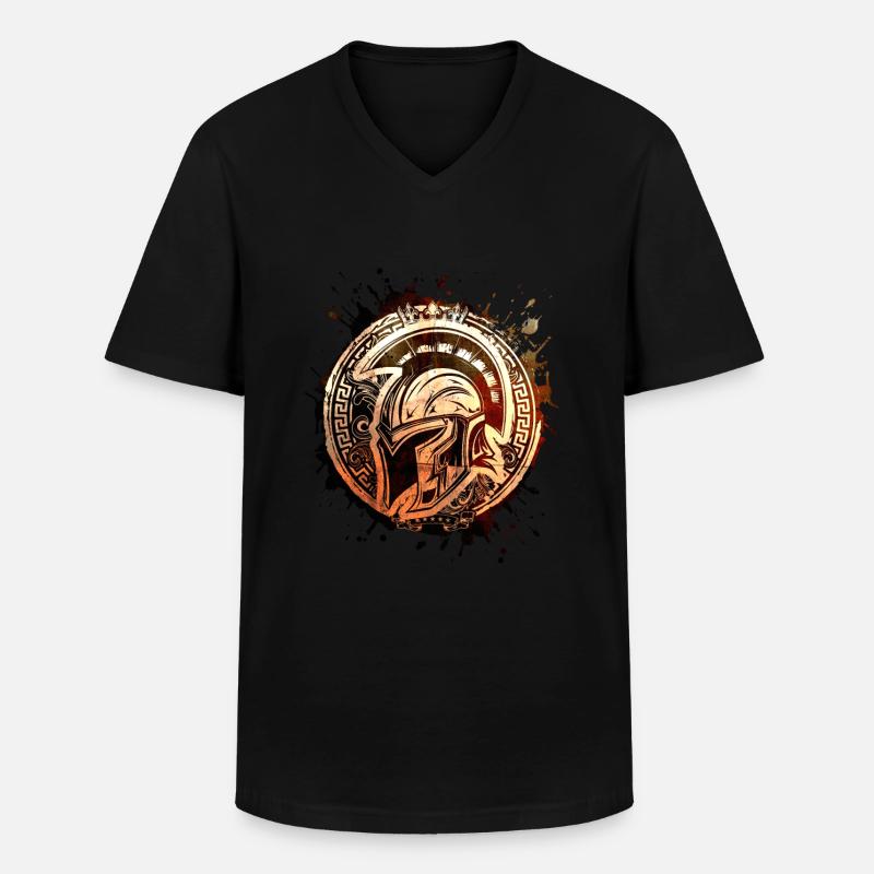 Spartaner Helm Krieger Gladiator - Männer-T-Shirt mit V-Ausschnitt - Schwarz