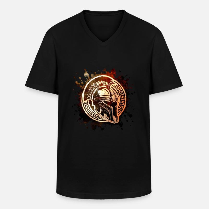 Spartaner Helm Motivation Gladiator - Männer-T-Shirt mit V-Ausschnitt - Schwarz