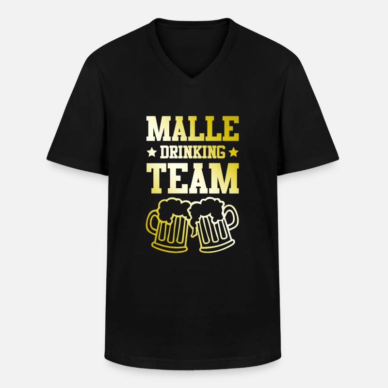 Malle Drinking Team - Männer-T-Shirt mit V-Ausschnitt - Schwarz