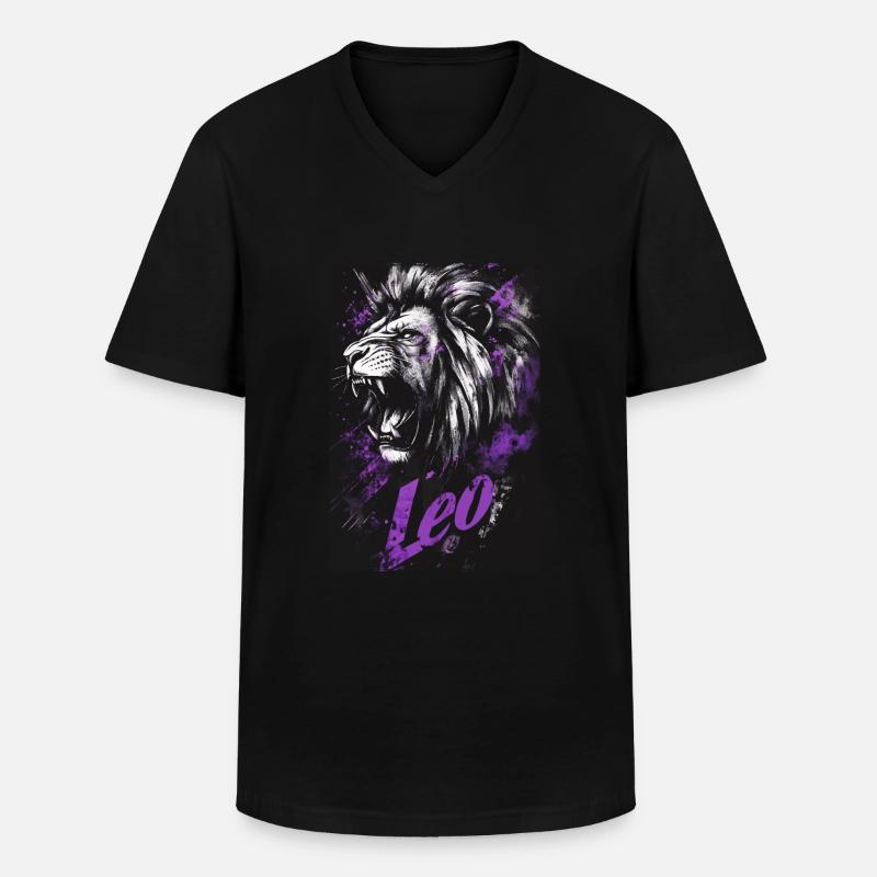 Löwe Leo - Männer-T-Shirt mit V-Ausschnitt - Schwarz