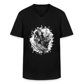 Viking Loup Guerrier Valhalla - T-shirt col V Homme - noir - Devant - AI Model Male 178 dark (178cm)