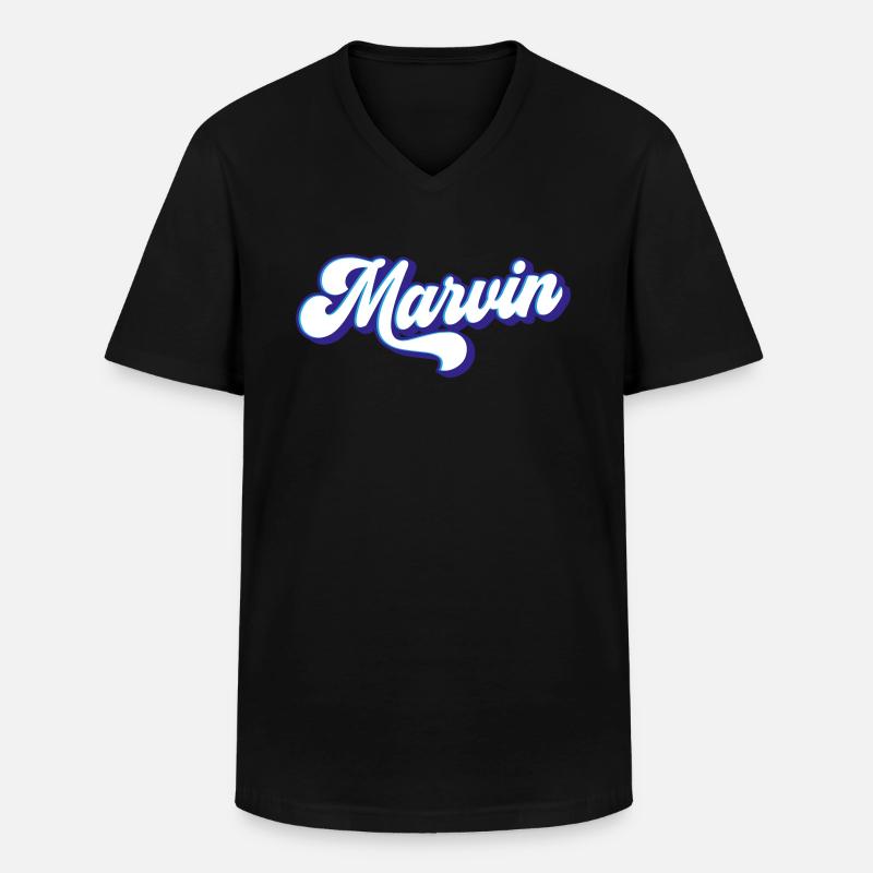 Marvin | Farben änderbar - Männer-T-Shirt mit V-Ausschnitt - Schwarz