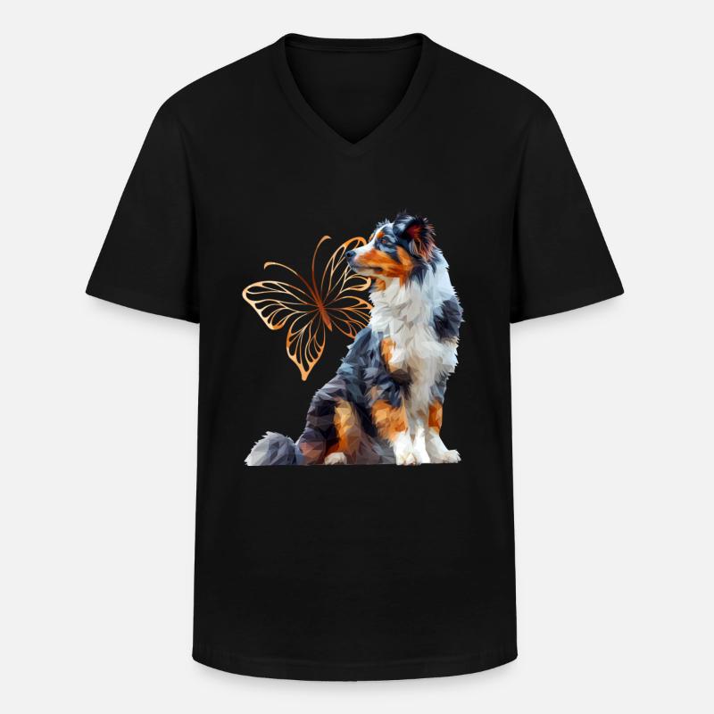 Englisches Schäferhund - Männer-T-Shirt mit V-Ausschnitt - Schwarz