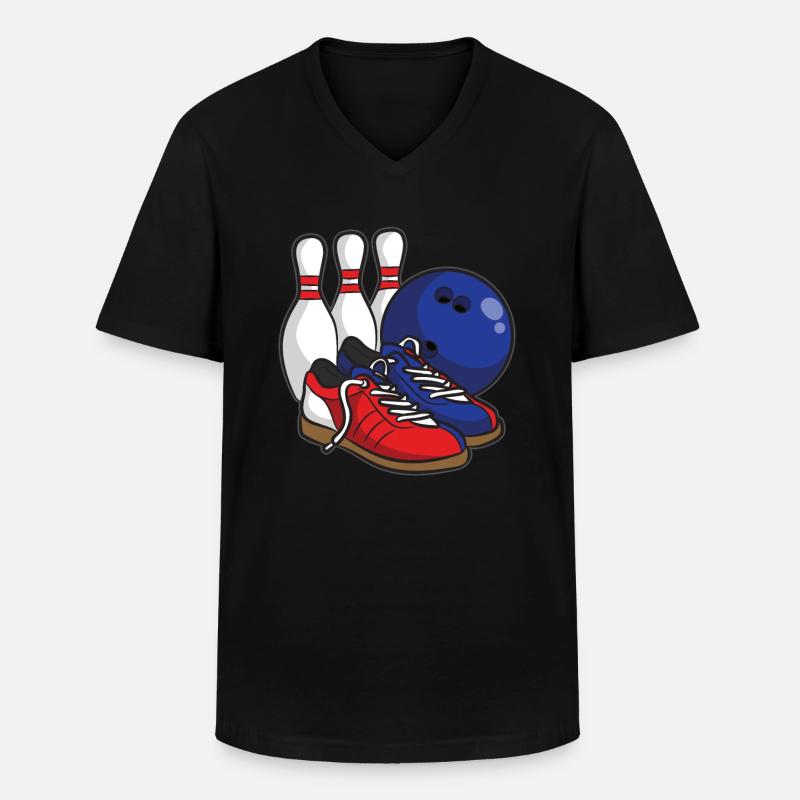 Bowling - Männer-T-Shirt mit V-Ausschnitt - Schwarz