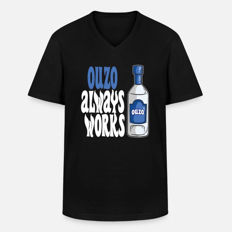 Ouzo arbeitet immer griechischer Anisgeist - Männer-T-Shirt mit V-Ausschnitt - Schwarz