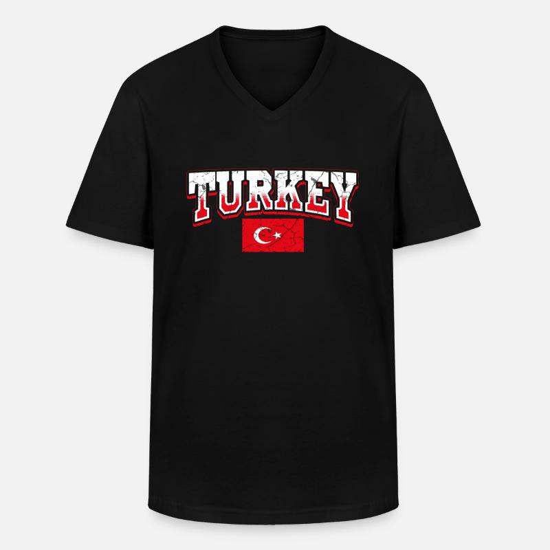 Türkei - Männer-T-Shirt mit V-Ausschnitt - Schwarz