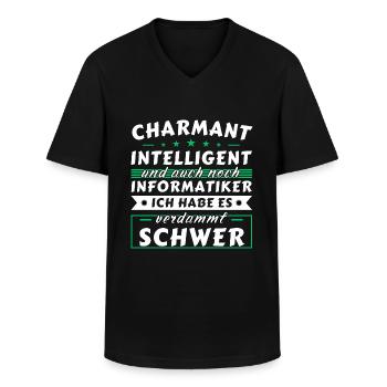 Charmant und intelligent - Informatiker Edition - Männer-T-Shirt mit V-Ausschnitt - Schwarz - Vorne - AI Model Male 178 dark (178cm)