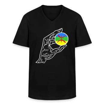 Amazigh Hand Flagge - Männer-T-Shirt mit V-Ausschnitt - Schwarz - Vorne - AI Model Male 178 dark (178cm)