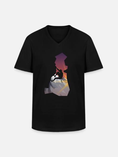 Klettern - Mann Silhouette - Männer-T-Shirt mit V-Ausschnitt - Schwarz