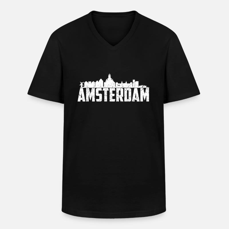 Amsterdam Skyline - Männer-T-Shirt mit V-Ausschnitt - Schwarz