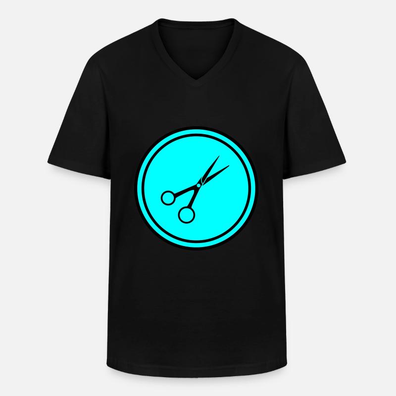 Schere Barber Kreis - Männer-T-Shirt mit V-Ausschnitt - Schwarz