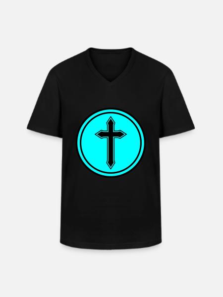 cross circle - Men's V-Neck T-Shirt - black