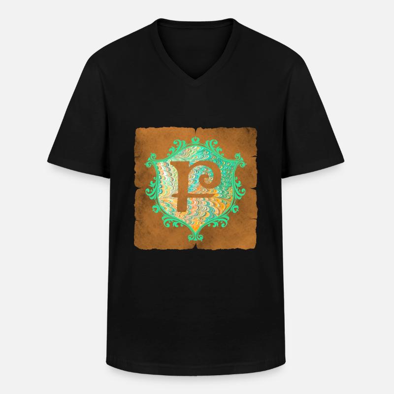 e 36 f - Männer-T-Shirt mit V-Ausschnitt - Schwarz