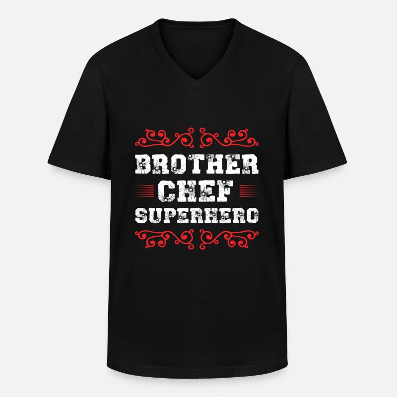 Bruder Chef Superheld - Männer-T-Shirt mit V-Ausschnitt - Schwarz