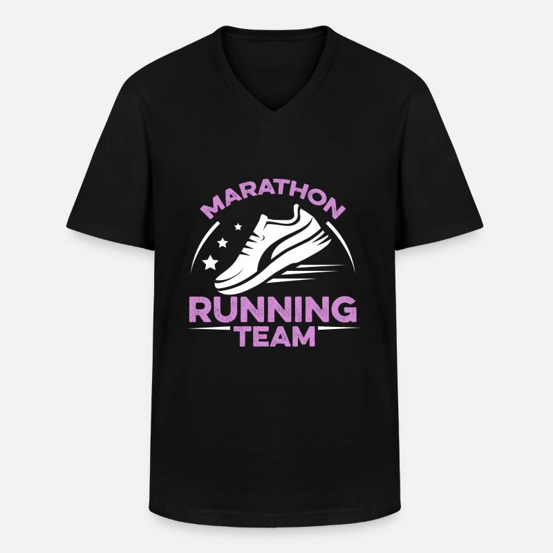 marathon running team - Männer-T-Shirt mit V-Ausschnitt - Schwarz