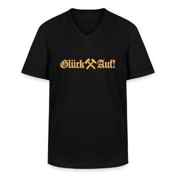 Glück Auf!! | Gold Edition - Männer-T-Shirt mit V-Ausschnitt - Schwarz - Vorne - AI Model Male 178 dark (178cm)
