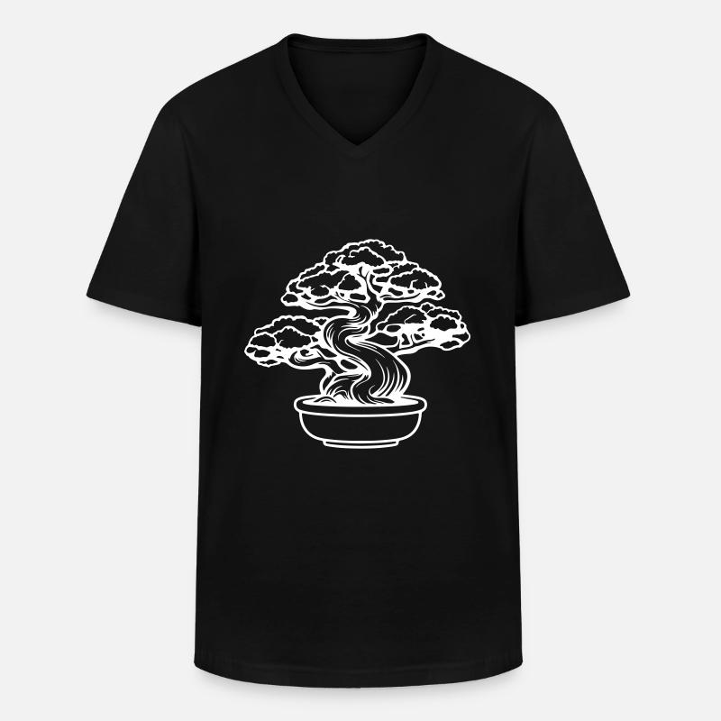 Bonsai Baum Symbol - Männer-T-Shirt mit V-Ausschnitt - Schwarz