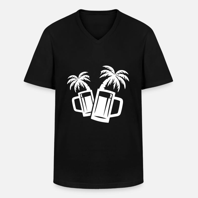 Bier Strand Palmen - Männer-T-Shirt mit V-Ausschnitt - Schwarz
