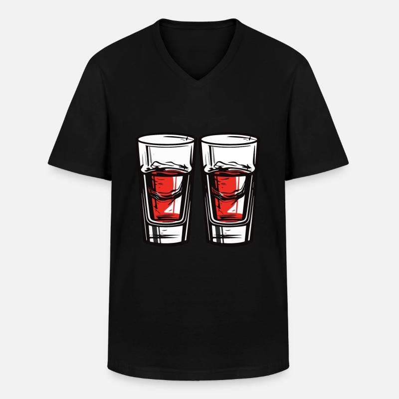 Tequila Glas - Männer-T-Shirt mit V-Ausschnitt - Schwarz