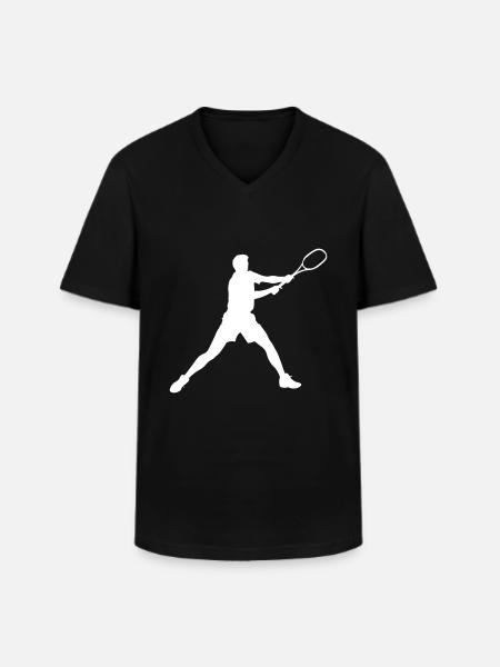 Tennis Player Silhouette - Men's V-Neck T-Shirt - black