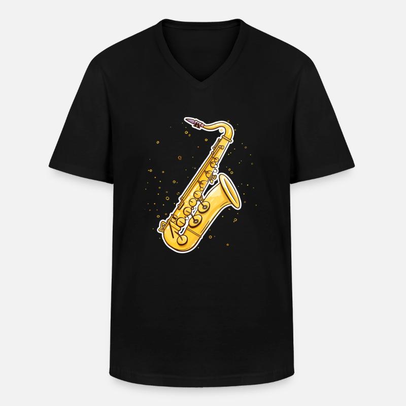 Graphisme pour saxophone - T-shirt col V Homme - noir