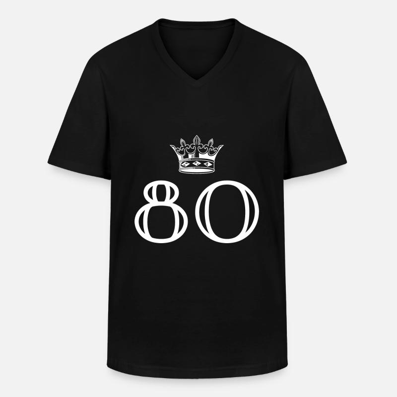 80 Zahl Krone - Männer-T-Shirt mit V-Ausschnitt - Schwarz