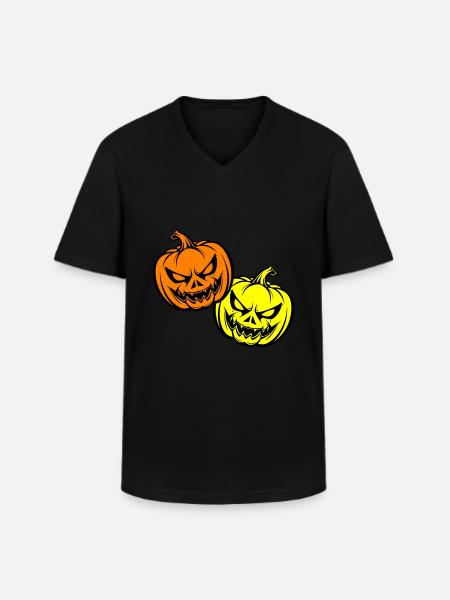 Halloween Creepy Pumpkin Face - Men's V-Neck T-Shirt - black