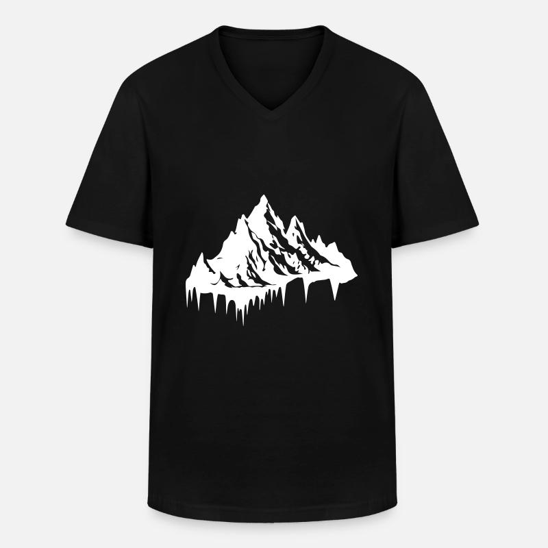 Berg Silhouette - Männer-T-Shirt mit V-Ausschnitt - Schwarz