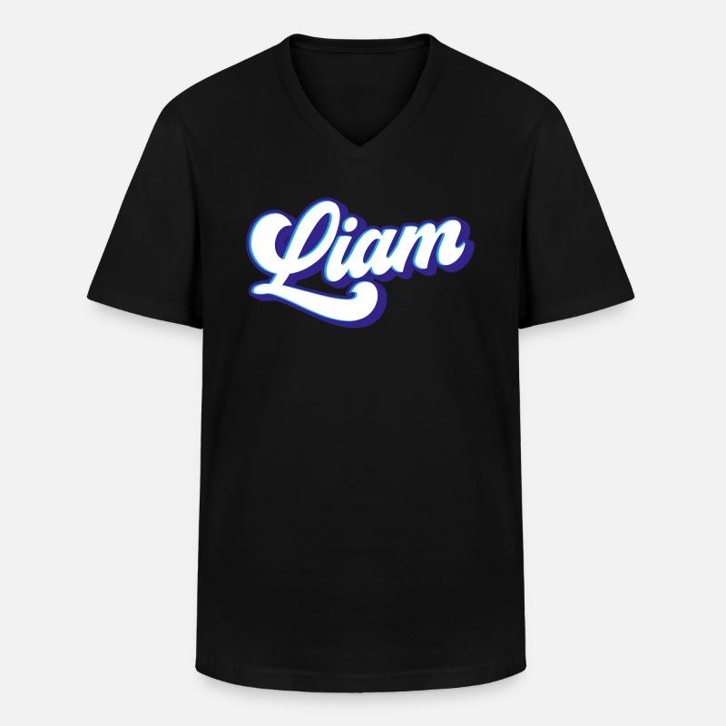 Liam - Sverige | Färger kan ändras - T-shirt med V-ringning herr - svart