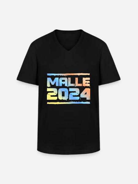 Malle 2024 Bunt - Männer-T-Shirt mit V-Ausschnitt - Schwarz