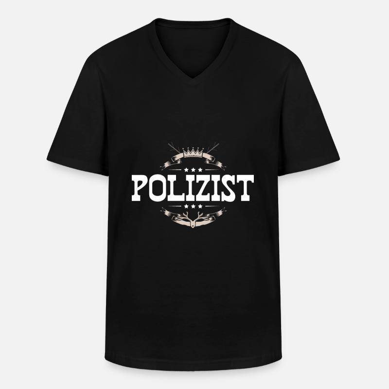 Polizist Beruf - Männer-T-Shirt mit V-Ausschnitt - Schwarz