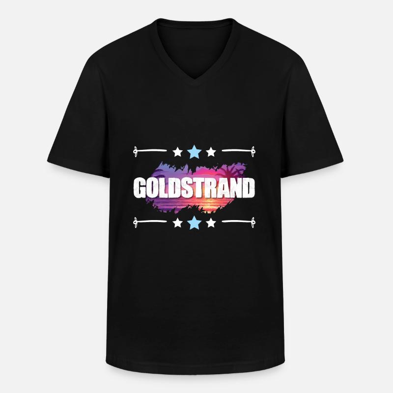 Goldstrand - Männer-T-Shirt mit V-Ausschnitt - Schwarz