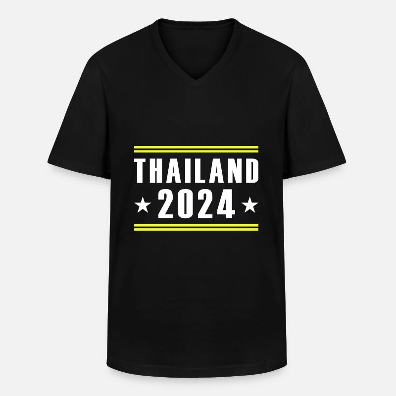 Thailand 2024 - Männer-T-Shirt mit V-Ausschnitt - Schwarz