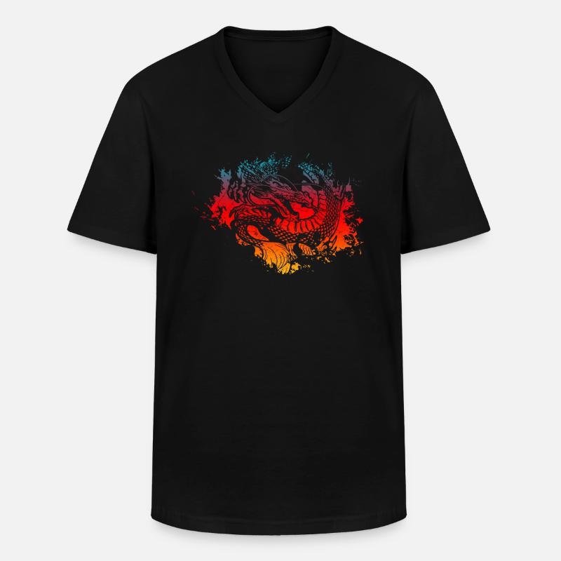 Chinesischer Drache - Männer-T-Shirt mit V-Ausschnitt - Schwarz