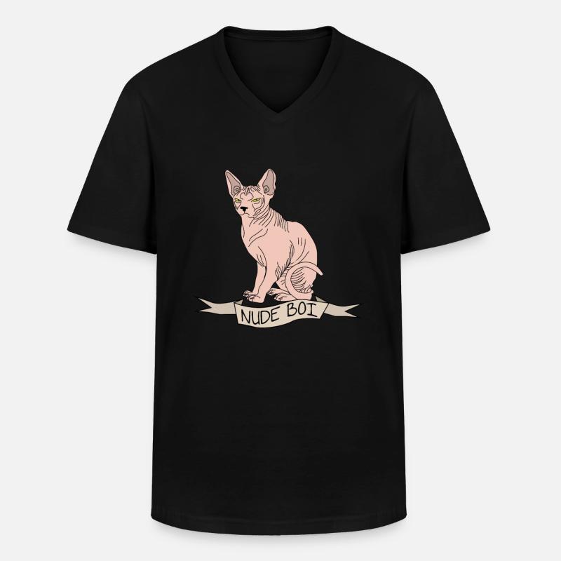 Nacktkatze don sphynx - Männer-T-Shirt mit V-Ausschnitt - Schwarz