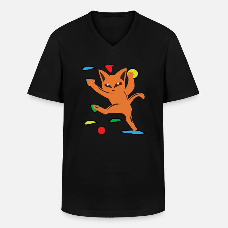 Katze Bouldern Klettern Bergsteigen Geschenk - Männer-T-Shirt mit V-Ausschnitt - Schwarz