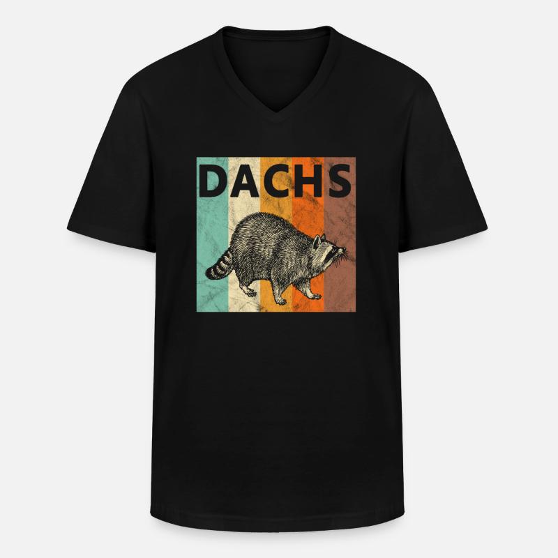 Dachs - Männer-T-Shirt mit V-Ausschnitt - Schwarz