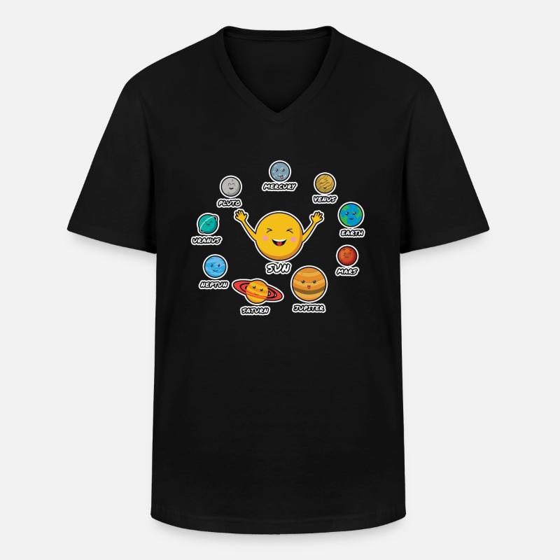Sonnensystem - Männer-T-Shirt mit V-Ausschnitt - Schwarz