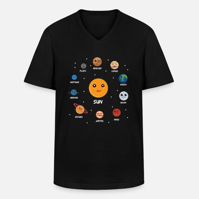 Sonnensystem - Männer-T-Shirt mit V-Ausschnitt - Schwarz