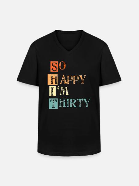 30e anniversaire - T-shirt col V Homme - noir