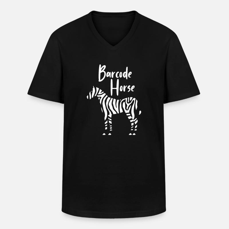 Code à barres Zebra - T-shirt col V Homme - noir