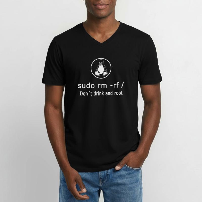 Linux Admin Programmer sudo rm rf / Men's V-Neck T-Shirt